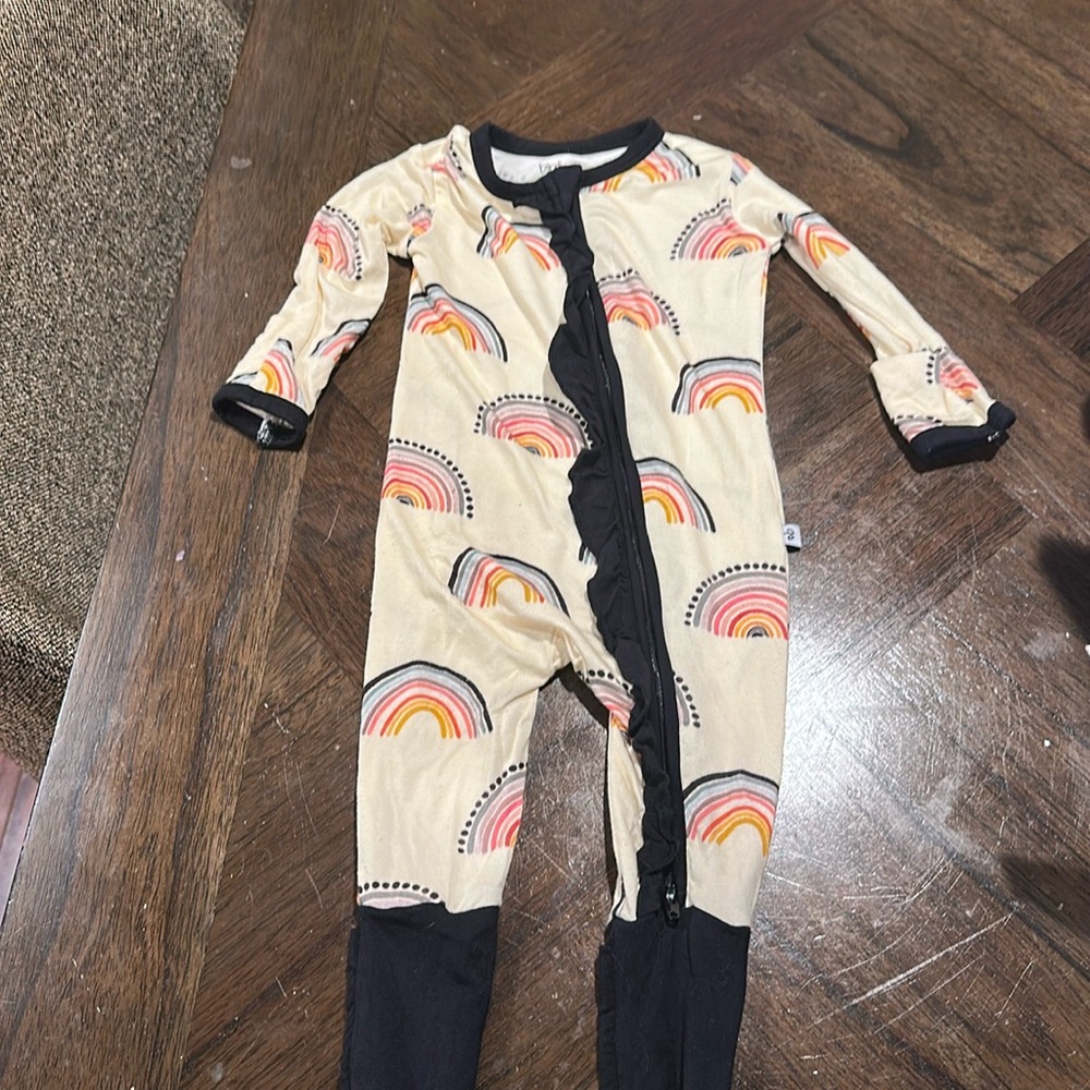 0-3 months rainbow Birdie Bean Bamboo Pajamas